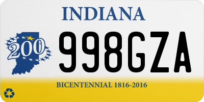 IN license plate 998GZA