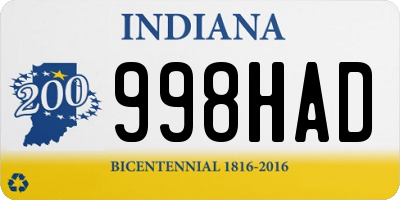 IN license plate 998HAD