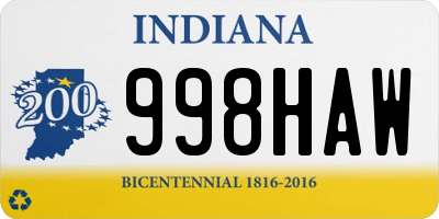 IN license plate 998HAW