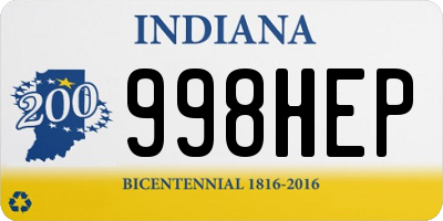 IN license plate 998HEP