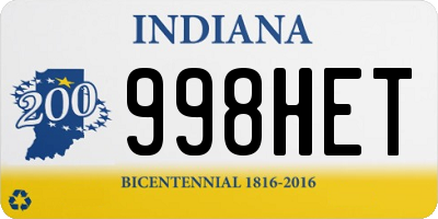 IN license plate 998HET