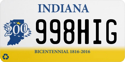 IN license plate 998HIG