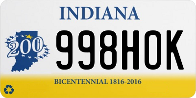 IN license plate 998HOK