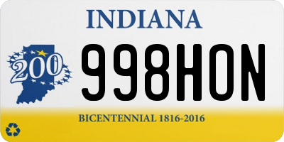 IN license plate 998HON