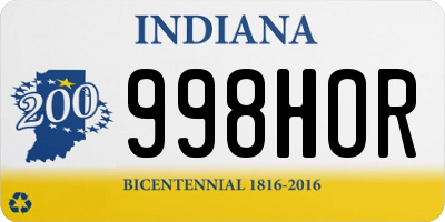 IN license plate 998HOR