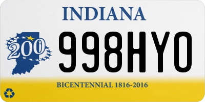 IN license plate 998HYO