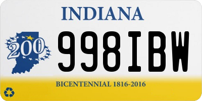 IN license plate 998IBW