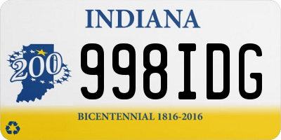 IN license plate 998IDG