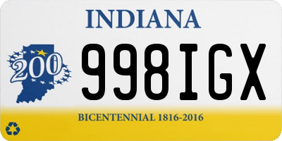 IN license plate 998IGX