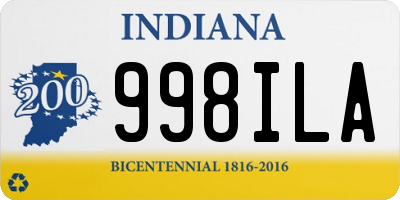 IN license plate 998ILA