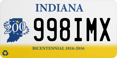 IN license plate 998IMX