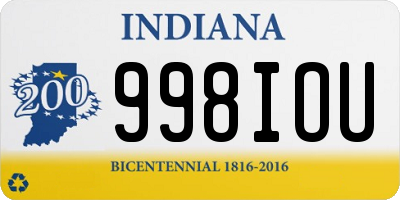 IN license plate 998IOU