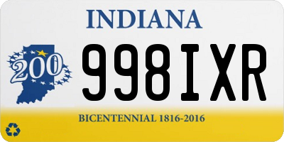 IN license plate 998IXR