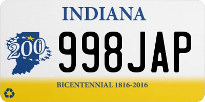 IN license plate 998JAP