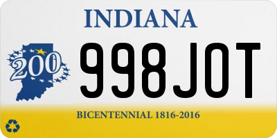 IN license plate 998JOT