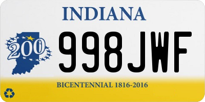 IN license plate 998JWF