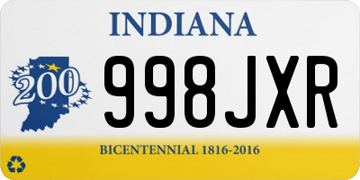 IN license plate 998JXR