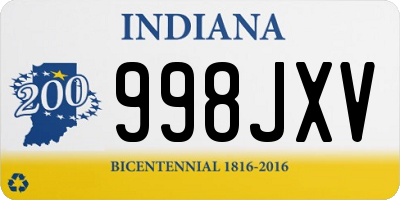 IN license plate 998JXV