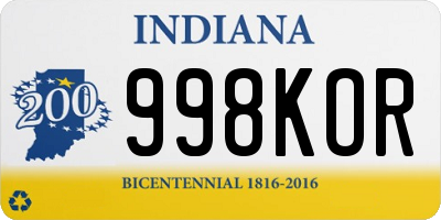 IN license plate 998KOR