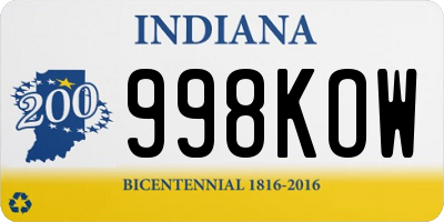 IN license plate 998KOW