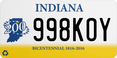IN license plate 998KOY