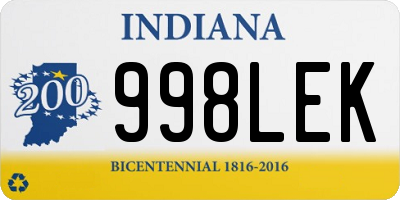 IN license plate 998LEK