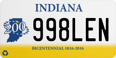 IN license plate 998LEN