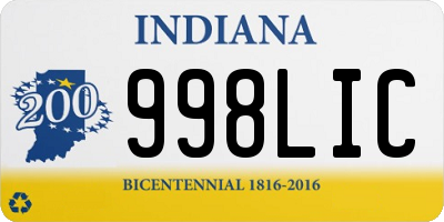 IN license plate 998LIC