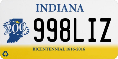 IN license plate 998LIZ