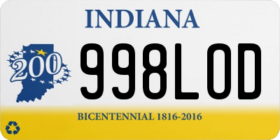 IN license plate 998LOD