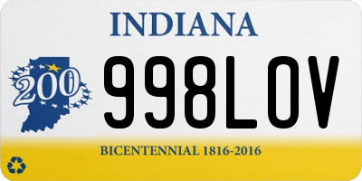 IN license plate 998LOV