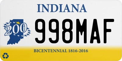 IN license plate 998MAF