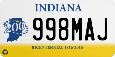 IN license plate 998MAJ