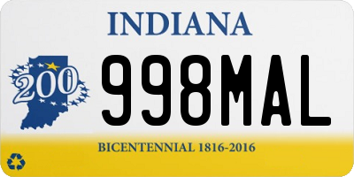 IN license plate 998MAL