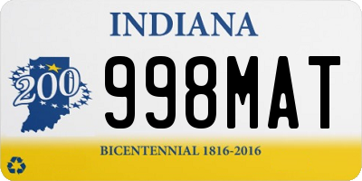 IN license plate 998MAT