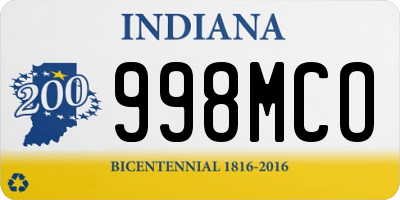 IN license plate 998MCO