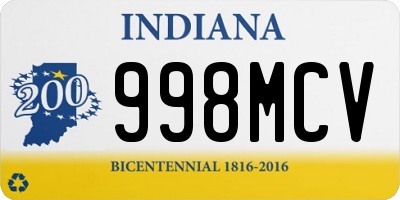 IN license plate 998MCV