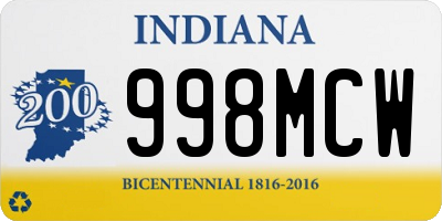 IN license plate 998MCW