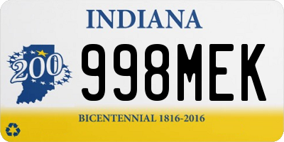 IN license plate 998MEK