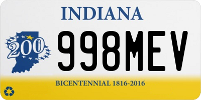 IN license plate 998MEV