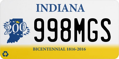 IN license plate 998MGS