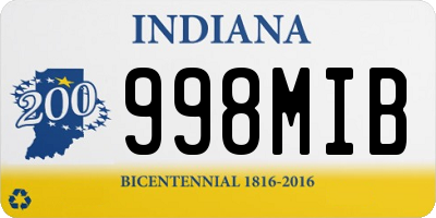 IN license plate 998MIB