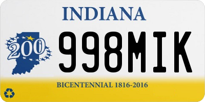 IN license plate 998MIK