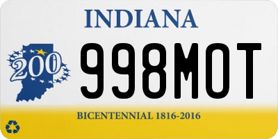 IN license plate 998MOT