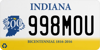 IN license plate 998MOU