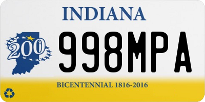 IN license plate 998MPA