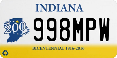 IN license plate 998MPW