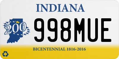 IN license plate 998MUE