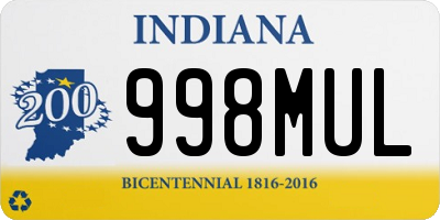 IN license plate 998MUL