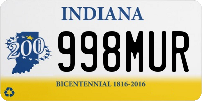 IN license plate 998MUR